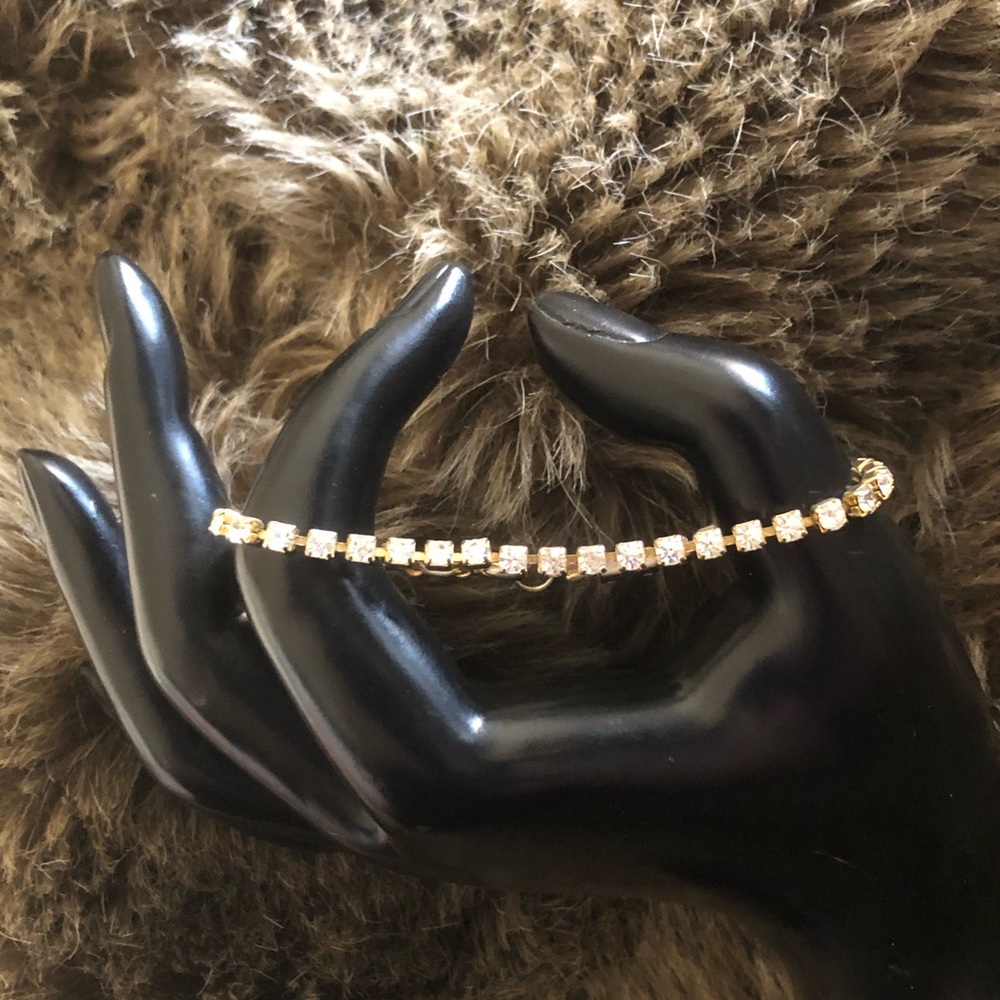 Vintage clear rhinestone gold tennis bracelet